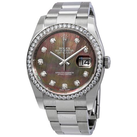 womens rolex black mother of pearl